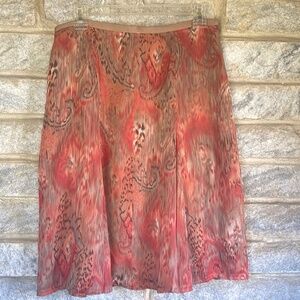 Vintage 1990's Women WORTHINGTON Abstract Print Chiffon Lined Full Skirt Size 10